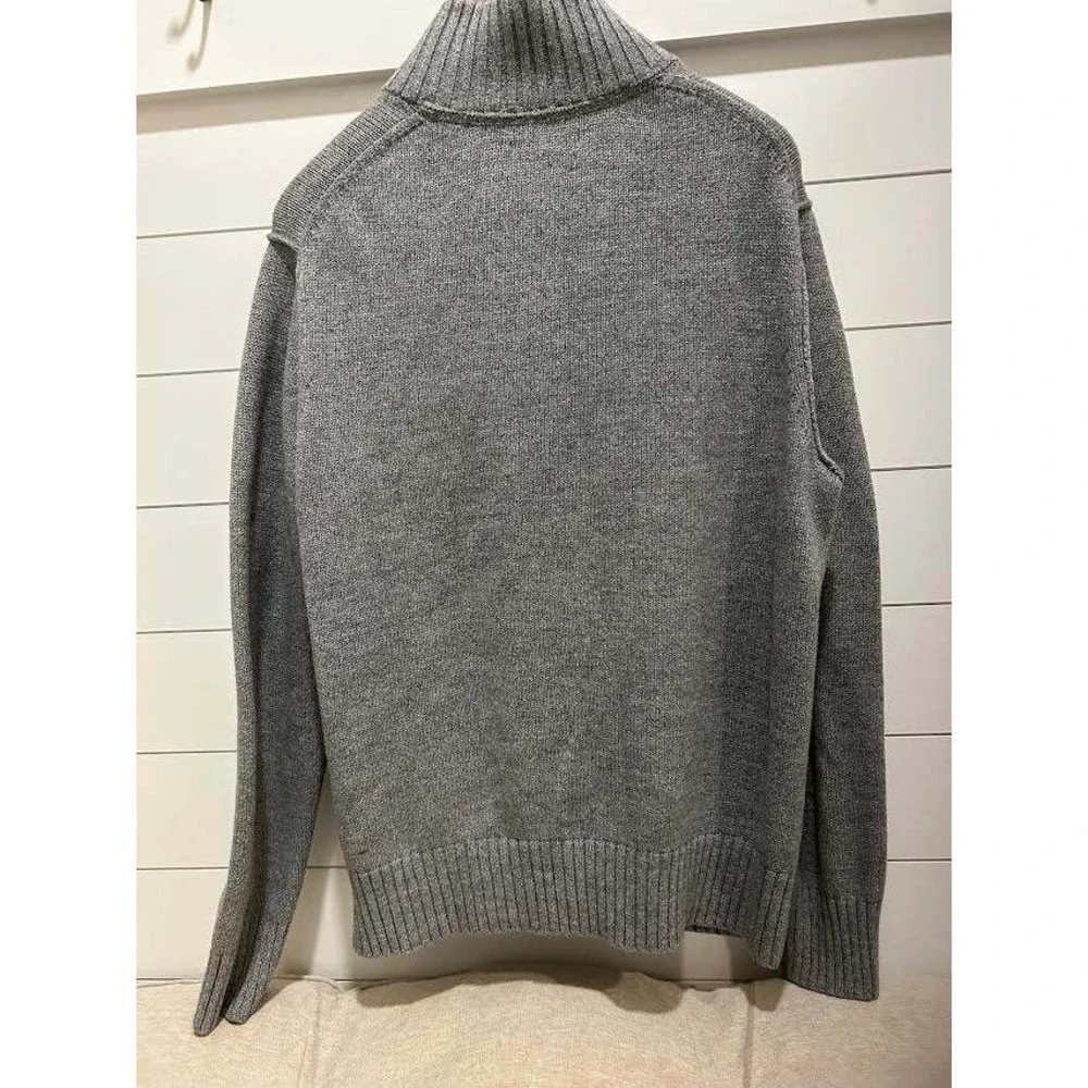 Banana Republic Mens Gray Cotton Full Zip Toggle Mock Neck Sweater Jacket L
